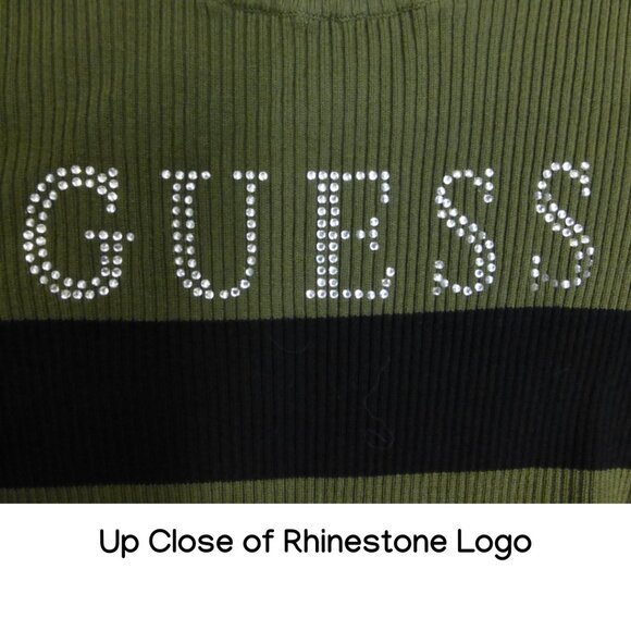 NWOT Guess Logo Rhinestone Ribbed Sweater Dress (Size M) - Picture 8 of 13